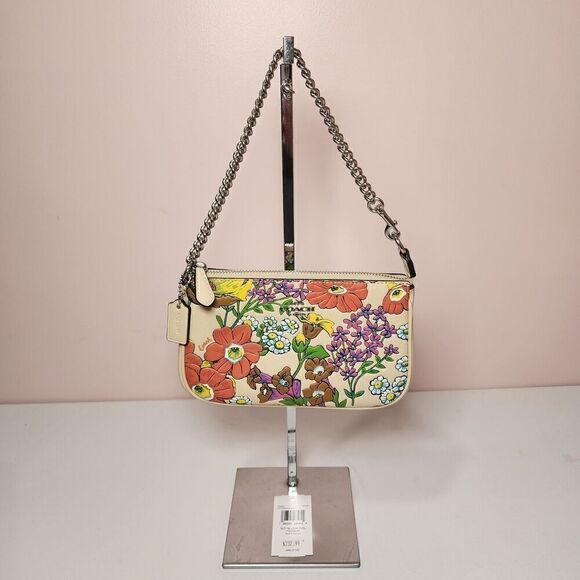 NWT Coach CR365 Nolita 19 Garden Floral Wristlet Small Shoulder Bag Ivory - Picture 1 of 5